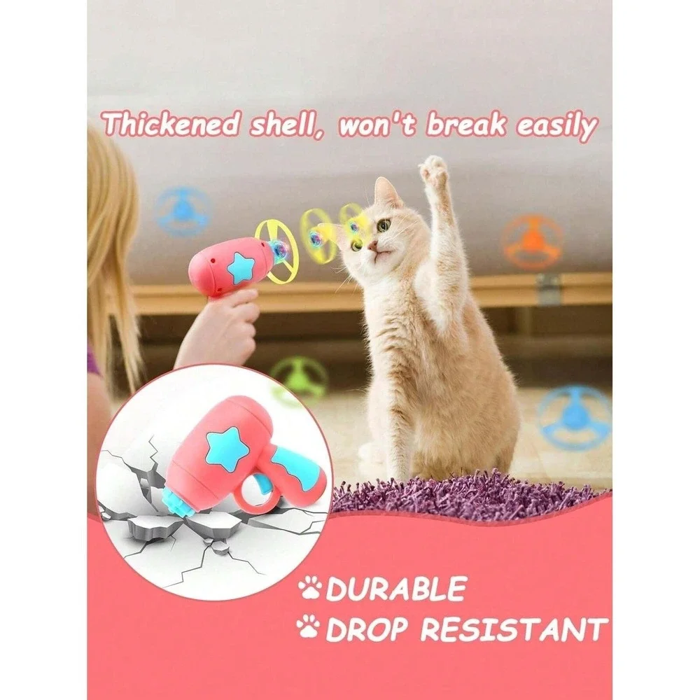 NEW 2x Tech Cat Toys- Light Pointer Collar Flying Disc Kitten Interactive